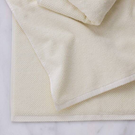 Welhome Franklin 100% Cotton Textured Towel (Cream) - Set of 6 - Highly Absorbent - Combed Cotton - Durable - Low Lint - 600 GSM - Machine Washable : 2 Bath Towels - 2 Hand Towels - 2 Wash Towels