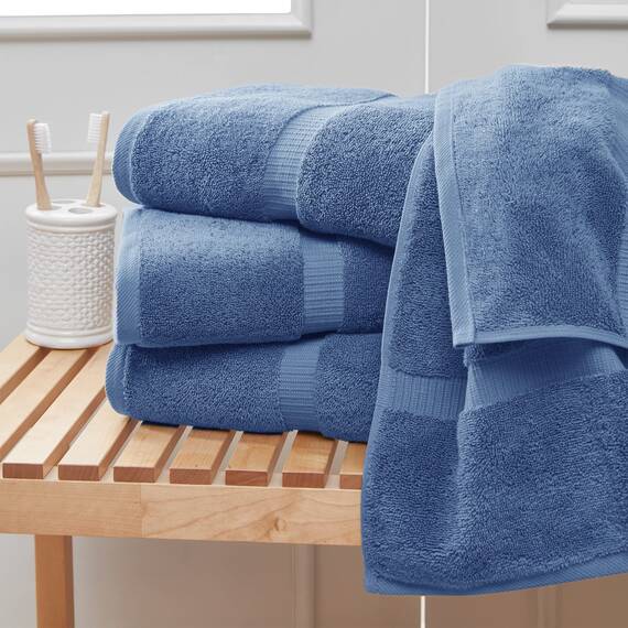 Towel Bazaar 4-teiliges Badetuch-Set, Baumwolle, türkische Handtücher, 68 x 137 cm, luxuriöses Handtuch, super weich und saugfähig, perfekte Verwendung für Badezimmer, Duschtücher – Wedgewood