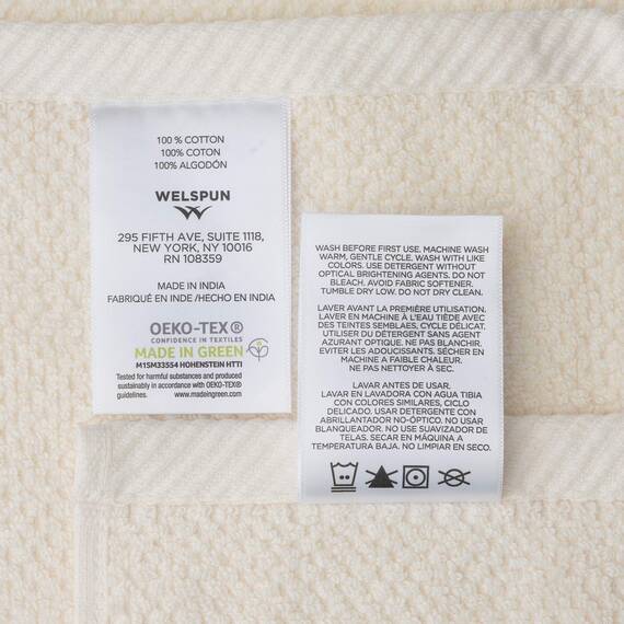 Welhome Franklin 100% Cotton Textured Towel (Cream) - Set of 6 - Highly Absorbent - Combed Cotton - Durable - Low Lint - 600 GSM - Machine Washable : 2 Bath Towels - 2 Hand Towels - 2 Wash Towels