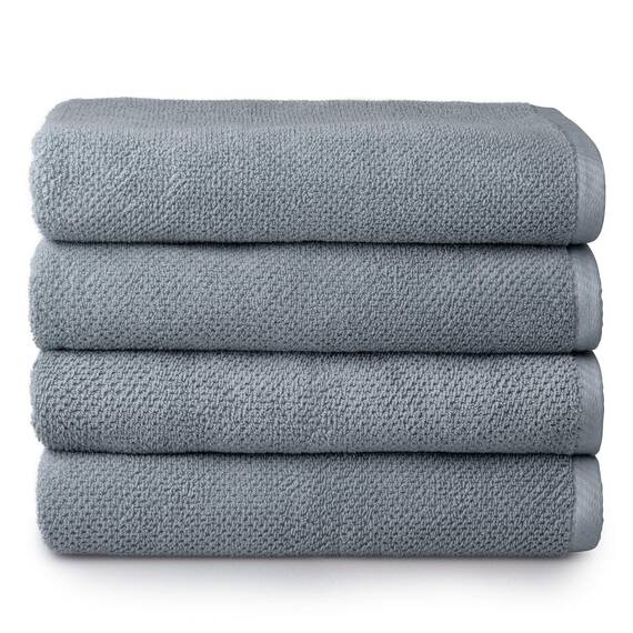 Welhome Franklin Premium 100% Baumwolle 4-teilige Badetücher | Staubblau | Popcorn strukturiert | stark saugfähig | langlebig | fusselarm | Hotel- und Spa-Badetücher | 600 g/m² | maschinenwaschbar