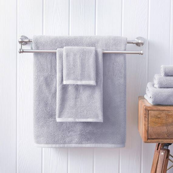 Welhome Franklin 100% Cotton Textured Towel (Lilac) - Set of 6 - Highly Absorbent - Combed Cotton - Durable - Low Lint - 600 GSM - Machine Washable : 2 Bath Towels - 2 Hand Towels - 2 Wash Towels