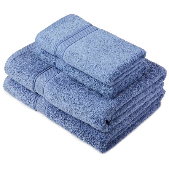 Pinzon by Amazon Handtuchset aus Baumwolle, Wedgewood-Blau, 2 Bade- und 2 Handtücher, 600g/m²