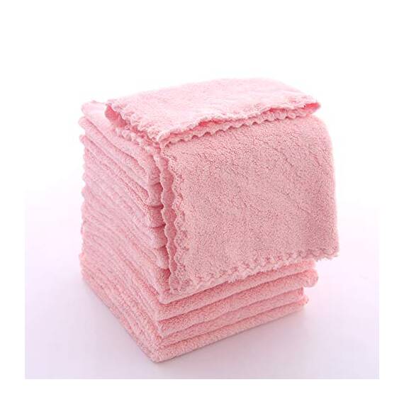 TENSTARS Premium-Waschlappen-Set – schnell trocknend – weiche Mikrofaser, Korallensamt, sehr saugfähig, vielseitig einsetzbar als Bad, Fitness, Spa, Gesicht, Fingerspitzen-Handtuch (Rosa)