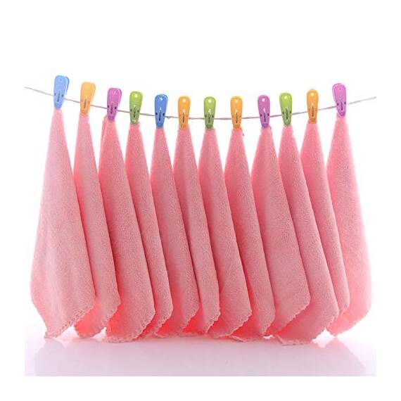 TENSTARS Premium-Waschlappen-Set – schnell trocknend – weiche Mikrofaser, Korallensamt, sehr saugfähig, vielseitig einsetzbar als Bad, Fitness, Spa, Gesicht, Fingerspitzen-Handtuch (Rosa)