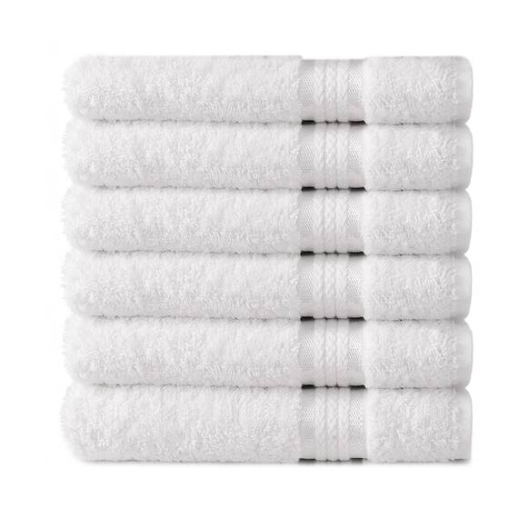 Cotton Craft Ultraweiche Handtücher, 40,6 x 71,1 cm, Weiß, wiegt je 170 g, 100 % reine ringgesponnene Baumwolle, luxuriöser Viskose-Rand, ideal für den täglichen Gebrauch, pflegeleicht