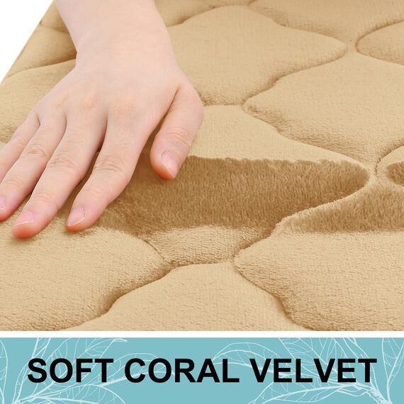 Olanly, Badevorleger aus Memory-Schaum, 119 x 61 cm, ultraweich und saugfähig, rutschfest, waschmaschinengeeignet, für Bad, Dusche, Wanne und als Wohnaccessoires, beige