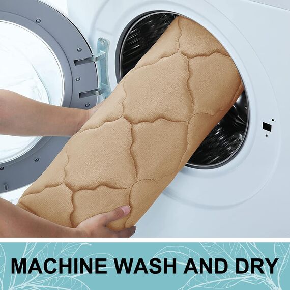 Olanly, Badevorleger aus Memory-Schaum, 119 x 61 cm, ultraweich und saugfähig, rutschfest, waschmaschinengeeignet, für Bad, Dusche, Wanne und als Wohnaccessoires, dunkelbeige