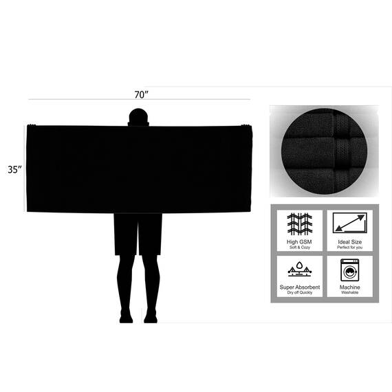 COTTON CRAFT 2er-Pack ultraweiche, übergroße Badetücher, 2 Stück, 200 x 450 cm, Gewicht: 940 g, 100 % reine ringgesponnene Baumwolle, luxuriöser Viskose-Rand, ideal für den täglichen Gebrauch,