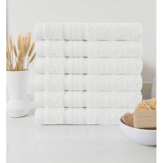 Cotton Craft Ultraweiche Handtücher, 40,6 x 71,1 cm, Weiß, wiegt je 170 g, 100 % reine ringgesponnene Baumwolle, luxuriöser Viskose-Rand, ideal für den täglichen Gebrauch, pflegeleicht