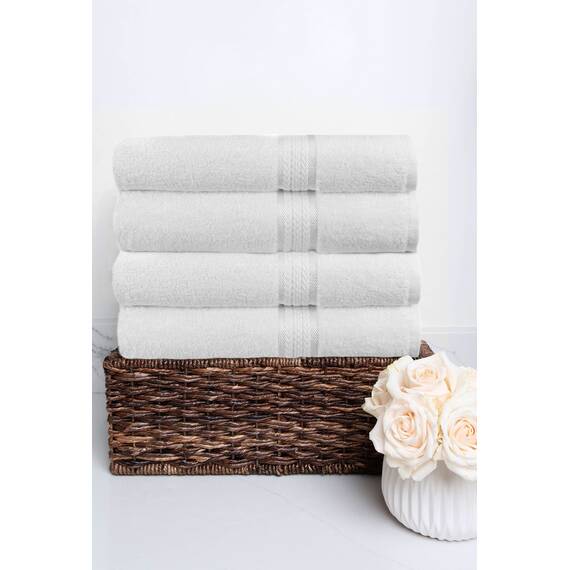 COTTON CRAFT Ultraweiche, extra große Badetücher, 76,2 x 137,2 cm, Weiß, wiegt 625 g, 100% Reine ringgesponnene Baumwolle, luxuriöser Viskose-Besatz, ideal für den täglichen Gebrauch, pflegeleicht,