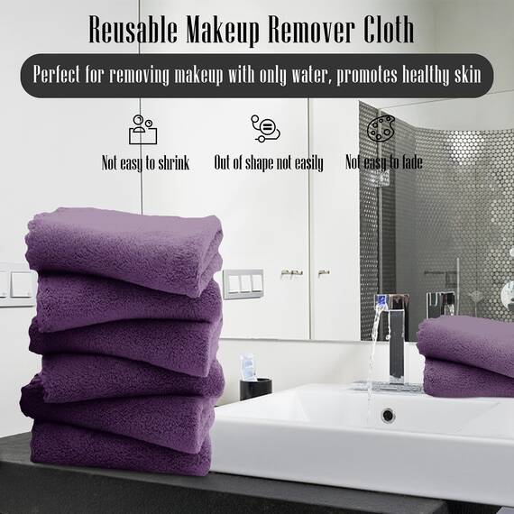 TENSTARS Hochwertiges Waschlappen-Set – schnell trocknend – weicher Mikrofaser, Korallensamt, sehr saugfähig, Mehrzweck-Verwendung als Bad, Spa, Gesichts- und Fingerspitzen-Handtuch (Traubenlila)