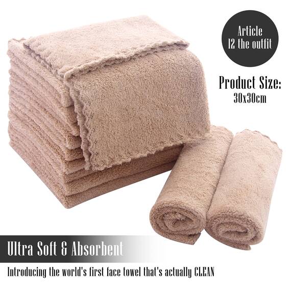 TENSTARS Premium Waschlappen-Set – schnell trocknend – weiche Mikrofaser, Korallensamt, sehr saugfähig, Mehrzweck-Verwendung als Bad, Fitness, Spa, Gesichts-, Fingerspitzen-Handtuch (braun)