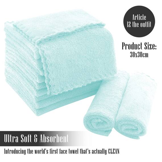 TENSTARS Hochwertiges Waschlappen-Set – schnell trocknend – weicher Mikrofaser, Korallensamt, sehr saugfähig, Mehrzweck-Verwendung als Bad, Spa, Gesicht, Fingerspitzen-Handtuch (Frozen Blue)