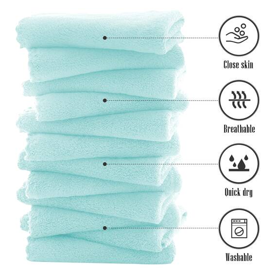 TENSTARS Hochwertiges Waschlappen-Set – schnell trocknend – weicher Mikrofaser, Korallensamt, sehr saugfähig, Mehrzweck-Verwendung als Bad, Spa, Gesicht, Fingerspitzen-Handtuch (Frozen Blue)