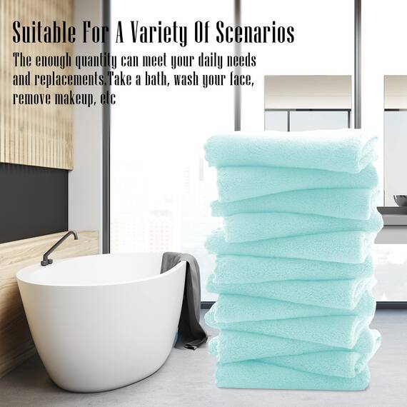 TENSTARS Hochwertiges Waschlappen-Set – schnell trocknend – weicher Mikrofaser, Korallensamt, sehr saugfähig, Mehrzweck-Verwendung als Bad, Spa, Gesicht, Fingerspitzen-Handtuch (Frozen Blue)