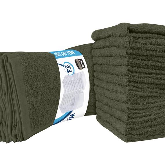 Utopia Towels Baumwoll-Waschlappen-Set – 100% ringgesponnene Baumwolle, hochwertige Flanell-Waschlappen für das Gesicht, sehr saugfähige und weiche Handtücher, 24 Stück, Dusty Olive