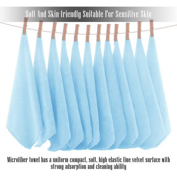 TENSTARS Hochwertiges Waschlappen-Set – schnell trocknend – weiche Mikrofaser, Korallensamt, sehr saugfähig, Mehrzweck-Verwendung als Bad, Spa, Gesicht, Fingerspitzen-Handtuch (Aquamarin)