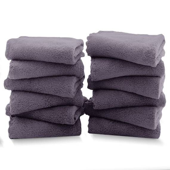 TENSTARS Hochwertiges Waschlappen-Set – schnell trocknend – weiche Mikrofaser, Korallensamt, sehr saugfähig, Mehrzweck-Verwendung als Bad, Spa, Gesicht, Fingerspitzen-Handtuch (grau)