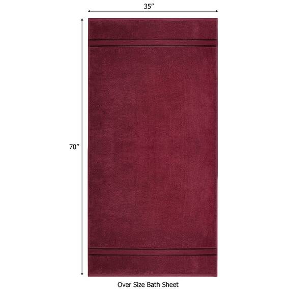 Cotton Craft 2 Pack Ultra Soft Oversized Extra Large Badelaken 89x178 Burgunderrot – Gewicht 935 g – 100% reine ringgesponnene Baumwolle – Luxuriöse Rayon-Rand, ideal für den täglichen Gebrauch – Pflegeleicht Maschinenwäsche