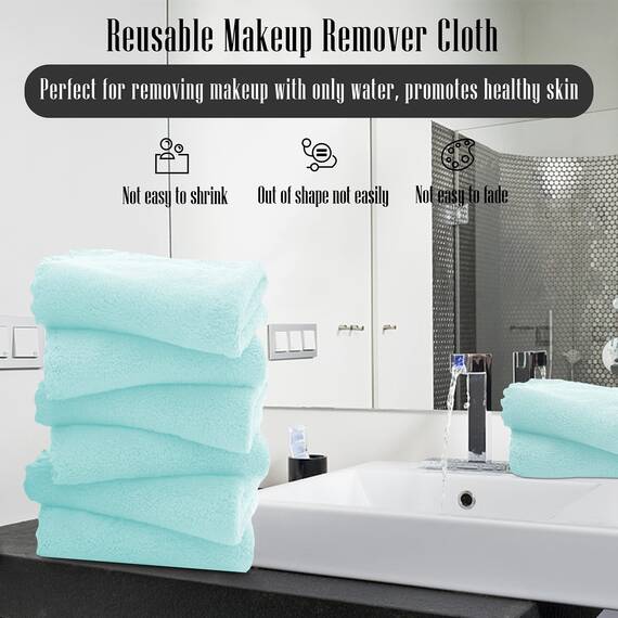 TENSTARS Hochwertiges Waschlappen-Set – schnell trocknend – weicher Mikrofaser, Korallensamt, sehr saugfähig, Mehrzweck-Verwendung als Bad, Spa, Gesicht, Fingerspitzen-Handtuch (Frozen Blue)