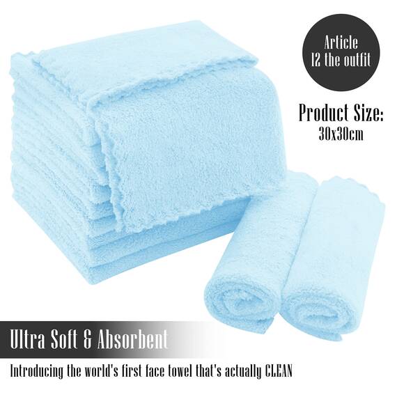 TENSTARS Hochwertiges Waschlappen-Set – schnell trocknend – weiche Mikrofaser, Korallensamt, sehr saugfähig, Mehrzweck-Verwendung als Bad, Spa, Gesicht, Fingerspitzen-Handtuch (Aquamarin)
