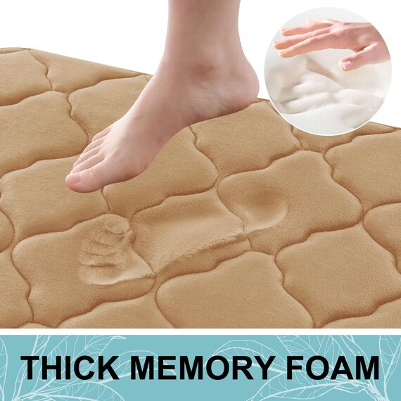 Olanly, Badevorleger aus Memory-Schaum, 119 x 61 cm, ultraweich und saugfähig, rutschfest, waschmaschinengeeignet, für Bad, Dusche, Wanne und als Wohnaccessoires, dunkelbeige