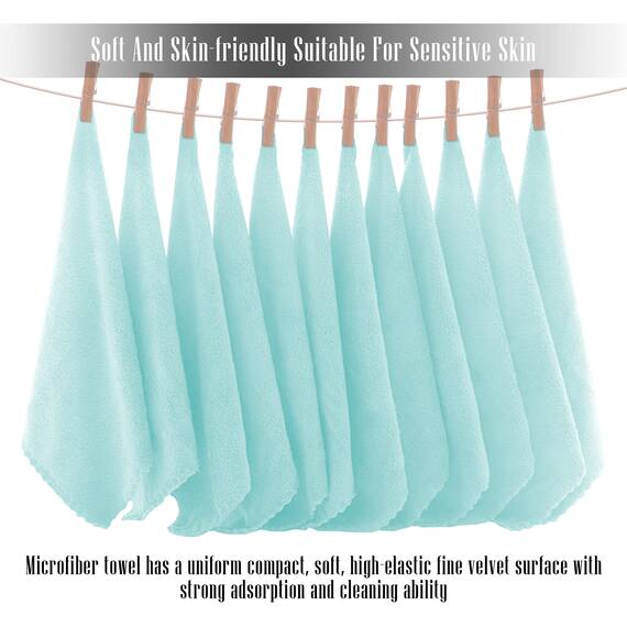 TENSTARS Hochwertiges Waschlappen-Set – schnell trocknend – weicher Mikrofaser, Korallensamt, sehr saugfähig, Mehrzweck-Verwendung als Bad, Spa, Gesicht, Fingerspitzen-Handtuch (Frozen Blue)
