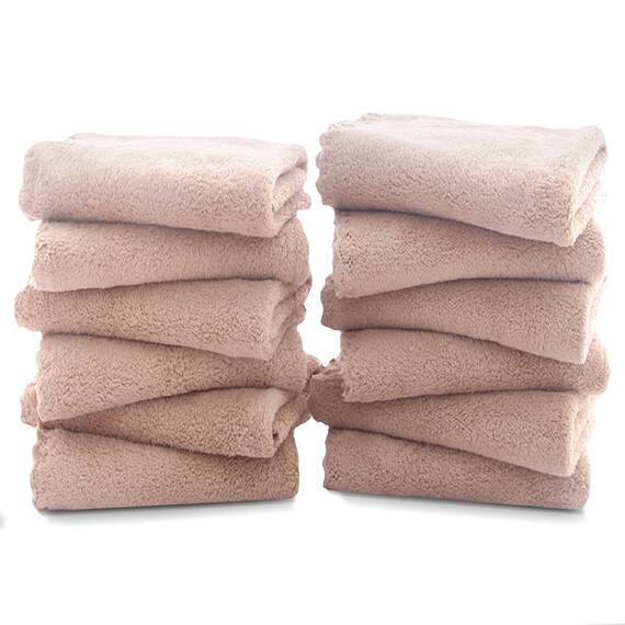 TENSTARS Premium Waschlappen-Set – schnell trocknend – weiche Mikrofaser, Korallensamt, sehr saugfähig, Mehrzweck-Verwendung als Bad, Fitness, Spa, Gesichts-, Fingerspitzen-Handtuch (braun)