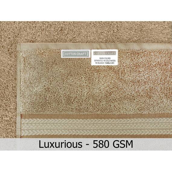 COTTON CRAFT – Ultra weiche Badetücher – 76 x 137 cm – Leinen – 100% Reine ringgesponnene Baumwolle – luxuriöser Viskose-Rand – ideal für den täglichen Gebrauch – pflegeleicht in der Maschine waschen