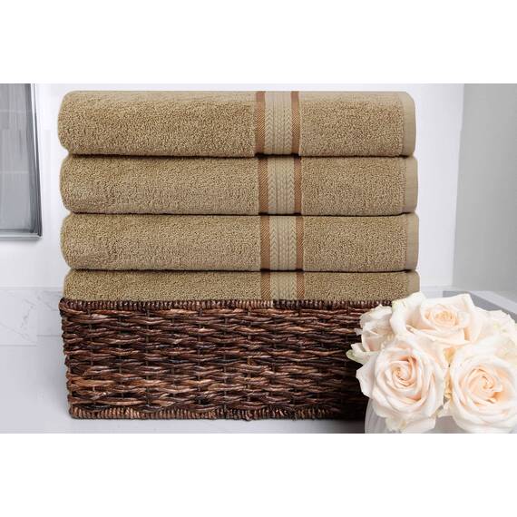 COTTON CRAFT – Ultra weiche Badetücher – 76 x 137 cm – Leinen – 100% Reine ringgesponnene Baumwolle – luxuriöser Viskose-Rand – ideal für den täglichen Gebrauch – pflegeleicht in der Maschine waschen