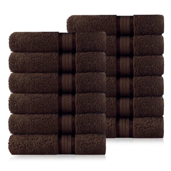 Cotton Craft 12 Stück – ultraweiche, sehr große Waschlappen 30,5 x 30,5 cm – 100 % reine ringgesponnene Baumwolle – luxuriöser Viskose-Rand – ideal für den täglichen Gebrauch – jedes Handtuch wiegt 57