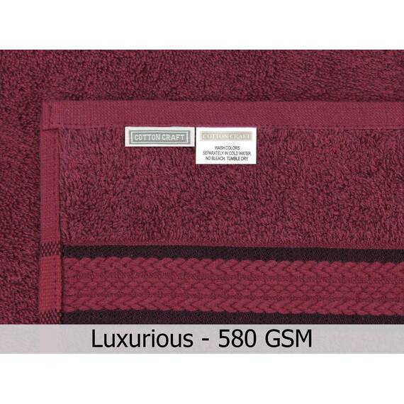 Cotton Craft Ultraweiche, übergroße Badetücher, 76,2 x 137,2 cm, Burgunderrot, wiegt 625 g, 100 % reine ringgesponnene Baumwolle, luxuriöser Viskose-Rand, ideal für den täglichen Gebrauch