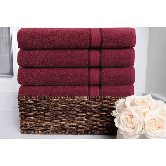 Cotton Craft Ultraweiche, übergroße Badetücher, 76,2 x 137,2 cm, Burgunderrot, wiegt 625 g, 100 % reine ringgesponnene Baumwolle, luxuriöser Viskose-Rand, ideal für den täglichen Gebrauch