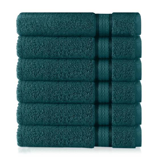 Cotton Craft Ultraweiche Handtücher, 40,6 x 71,1 cm, Blaugrün, wiegt je 170 g, 100 % reine ringgesponnene Baumwolle, luxuriöser Viskose-Rand, ideal für den täglichen Gebrauch, pflegeleicht