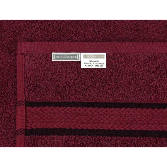 Cotton Craft 2 Pack Ultra Soft Oversized Extra Large Badelaken 89x178 Burgunderrot – Gewicht 935 g – 100% reine ringgesponnene Baumwolle – Luxuriöse Rayon-Rand, ideal für den täglichen Gebrauch – Pflegeleicht Maschinenwäsche