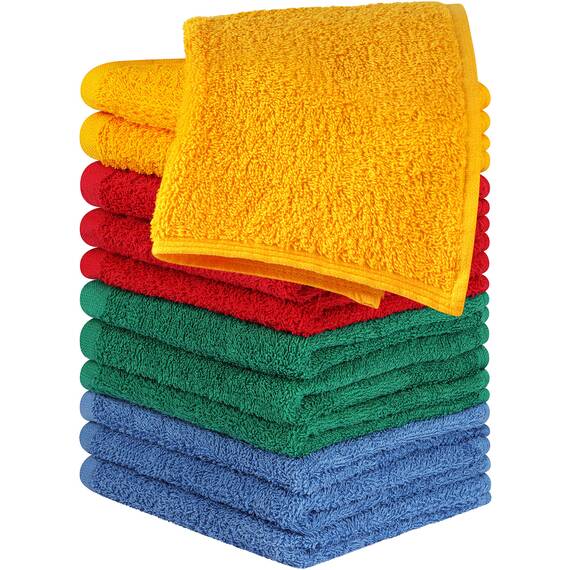 Utopia Towels Baumwoll-Waschlappen-Set – 100% ringgesponnene Baumwolle, hochwertige Flanell-Waschlappen für das Gesicht, sehr saugfähige und weiche Handtücher, 12 Stück, Electric Blue/Hunter