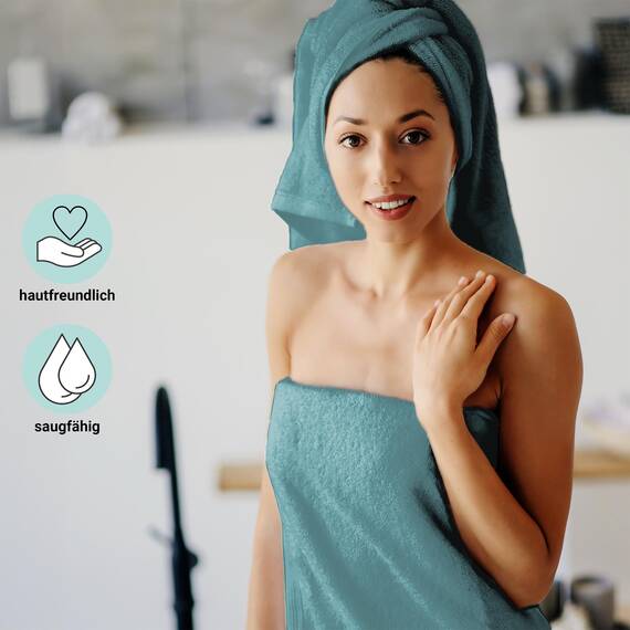 DoubleDry Premium Handtuchset – 12er Pack Hotel Collection – 50x100 cm – 500 g/m², 100% Baumwolle – Öko-Tex MIG Zertifiziert – Handtücher für Fitnessstudio, Spa & Strand - (Denim Blau)