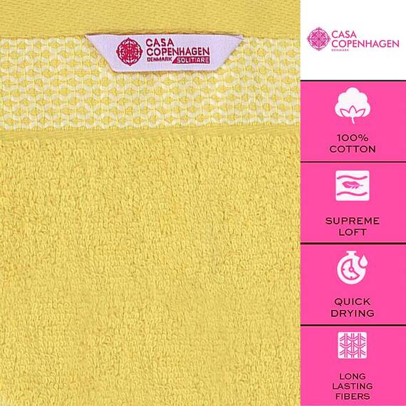 Casa Copenhagen Solitaire 600 GSM ägyptische Baumwolle, 6-teiliges türkisches Handtuchset, enthält 2 Badetücher, 2 Handtücher, 2 Waschlappen, Gelbe Iren