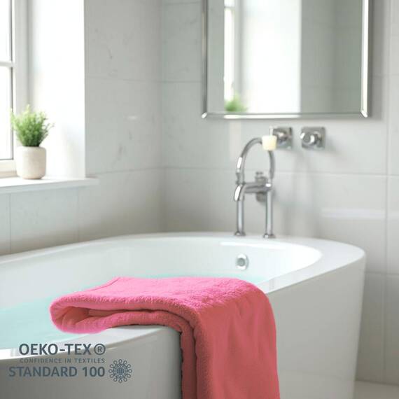 TRAMAS+ Premium 700 g Handtuchset, 100% Baumwolle, 4 Handtücher 50x100 cm und 2 Badetücher 70x140 cm, extra weich, schnelltrocknend und sehr saugfähig - Fuchsia