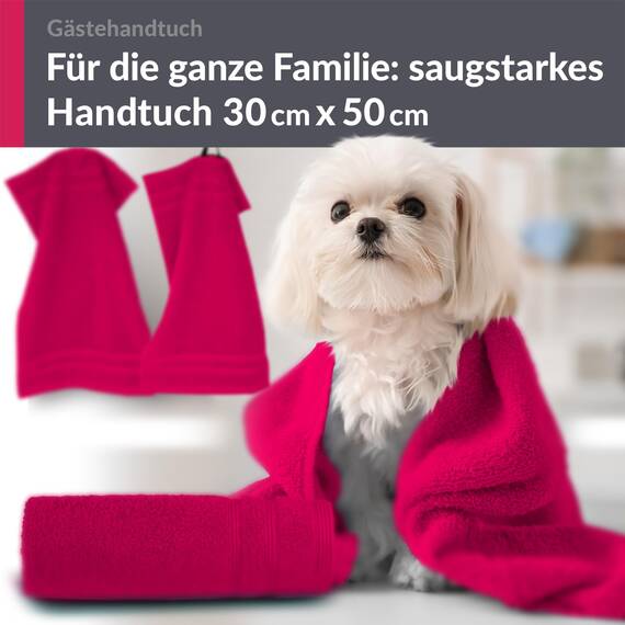 Lashuma Handtuchset flauschig, London 4er Set Händehandtücher Rhabarber – Rot 30x50 cm