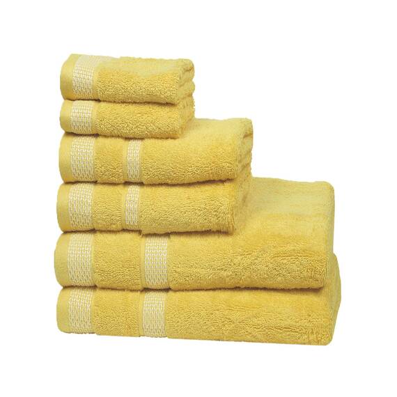 Casa Copenhagen Solitaire 600 GSM ägyptische Baumwolle, 6-teiliges türkisches Handtuchset, enthält 2 Badetücher, 2 Handtücher, 2 Waschlappen, Gelbe Iren