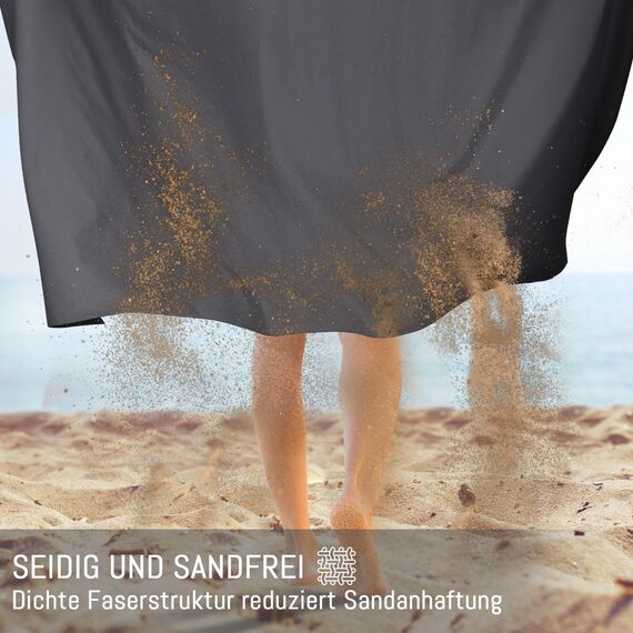 Jokisa Mikrofaser Handtuch 2er Set, 180X90cm Strandtuch Mikrofaser + 80X40cm Sporthandtuch, Schnelltrocknendes & Sandfrei Handtücher für Outdoor Sauna Strand Trekking (Dunkelgrau)