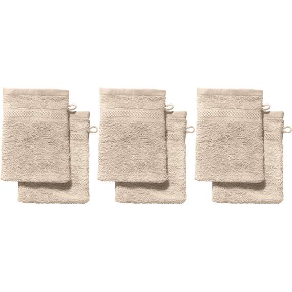 REDBEST Waschhandschuhe, Waschlappen 6er-Pack Chicago beige Größe 15x21 cm - saugstark, strapazierfähig, ideal für Reisen, Sport (weitere Farben)