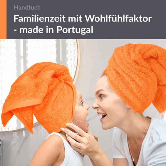 Lashuma 2er Handtuchset Baumwolle 50x100 cm, Linz Sporthandtuch Orange - Blut