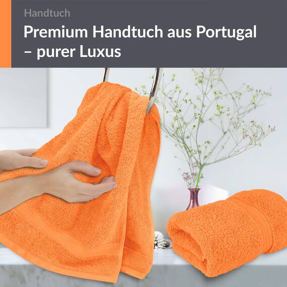 Lashuma 2er Handtuchset Baumwolle 50x100 cm, Linz Sporthandtuch Orange - Blut