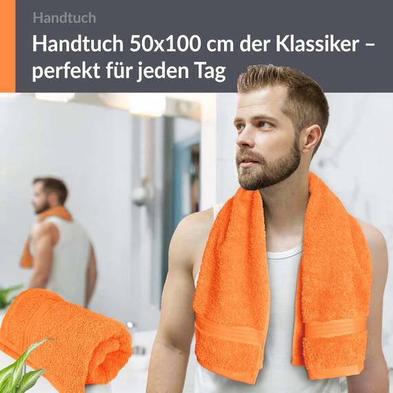 Lashuma 2er Handtuchset Baumwolle 50x100 cm, Linz Sporthandtuch Orange - Blut