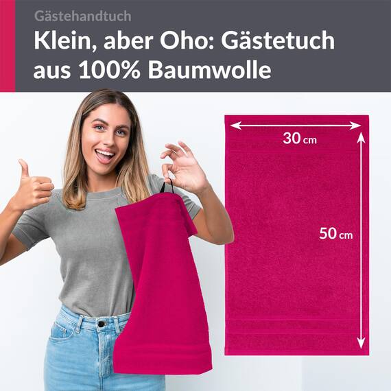 Lashuma Handtuchset flauschig, London 4er Set Händehandtücher Rhabarber – Rot 30x50 cm