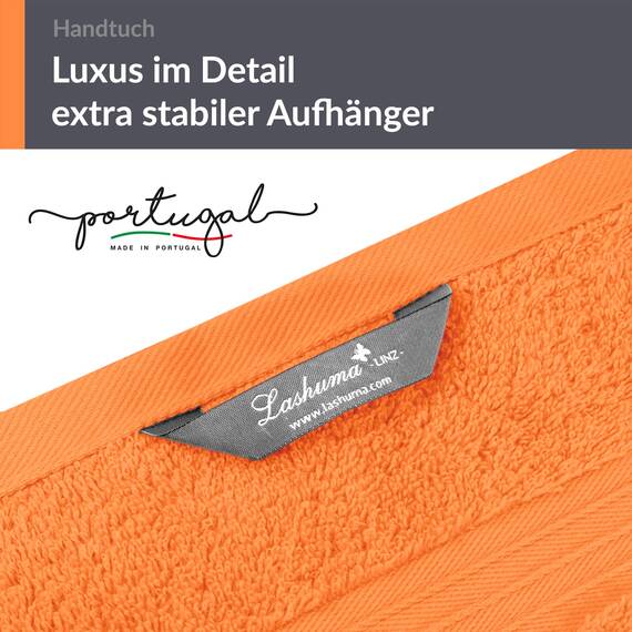 Lashuma 2er Handtuchset Baumwolle 50x100 cm, Linz Sporthandtuch Orange - Blut