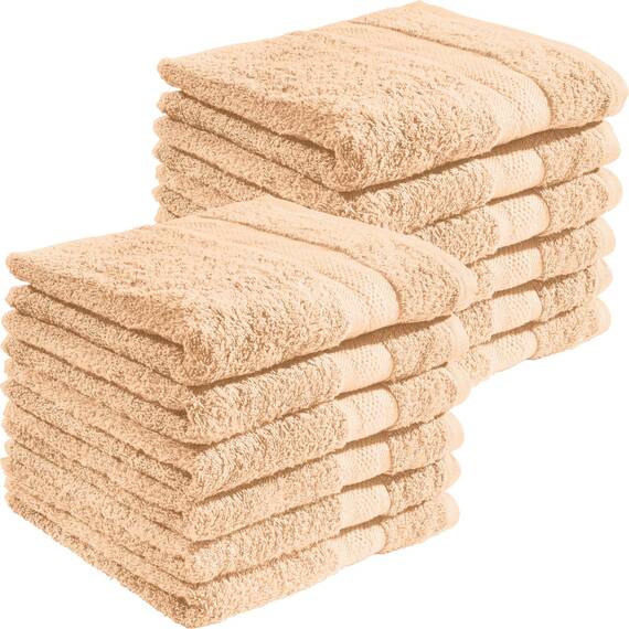 REDBEST Handtuchset, Frottierset 12er-Pack Chicago apricot Größe 50x80 cm - saugstark, strapazierfähig, ideal für Reisen, Sport (weitere Farben)