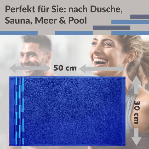 Lashuma Gäste Handtuchset 30x50 cm Blau - Königs, Lugano kleine Frottee Handtücher